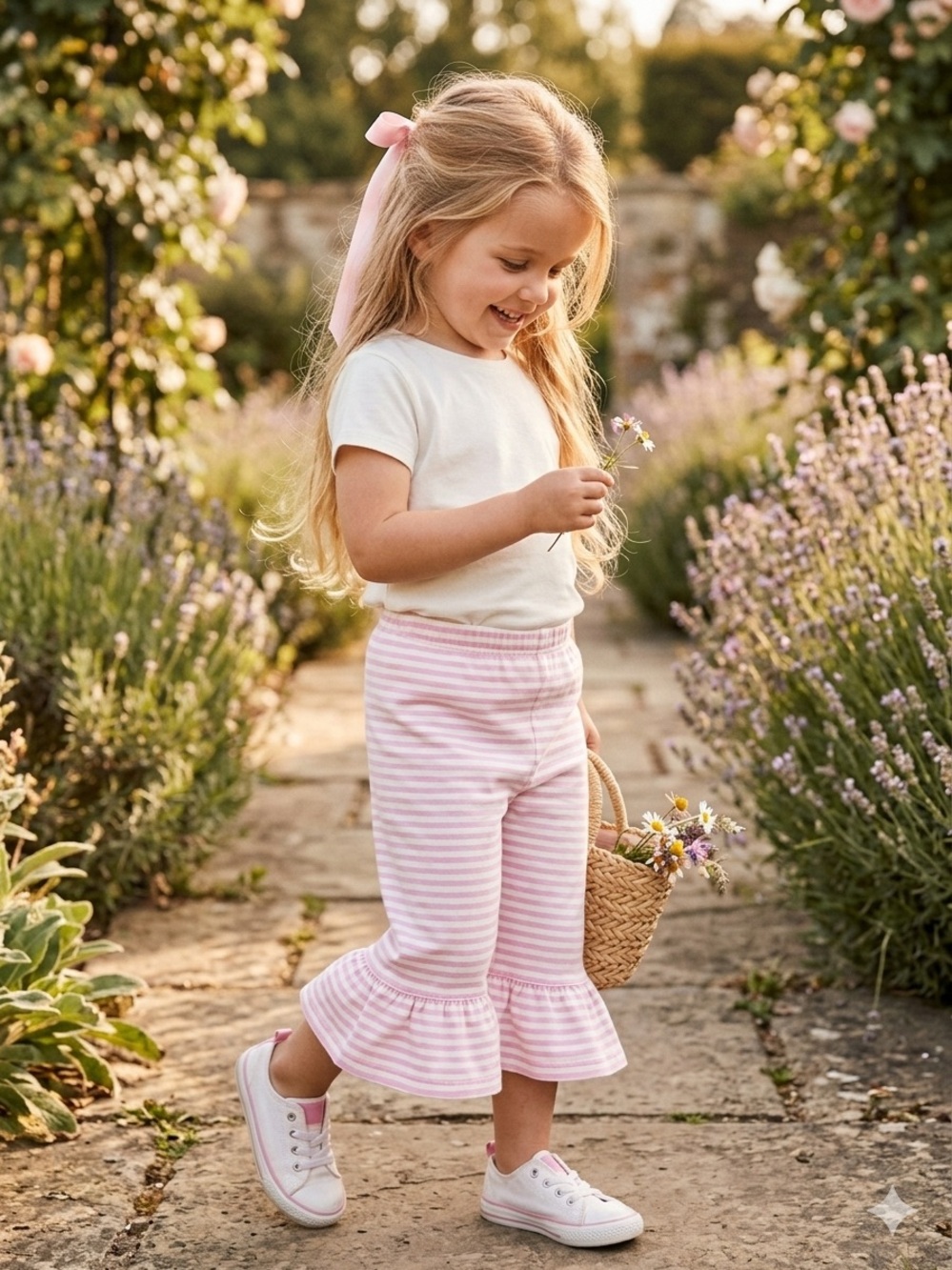 NWT Girl’s Pink Stripe Ruffle Capri Boutique ruffle capri